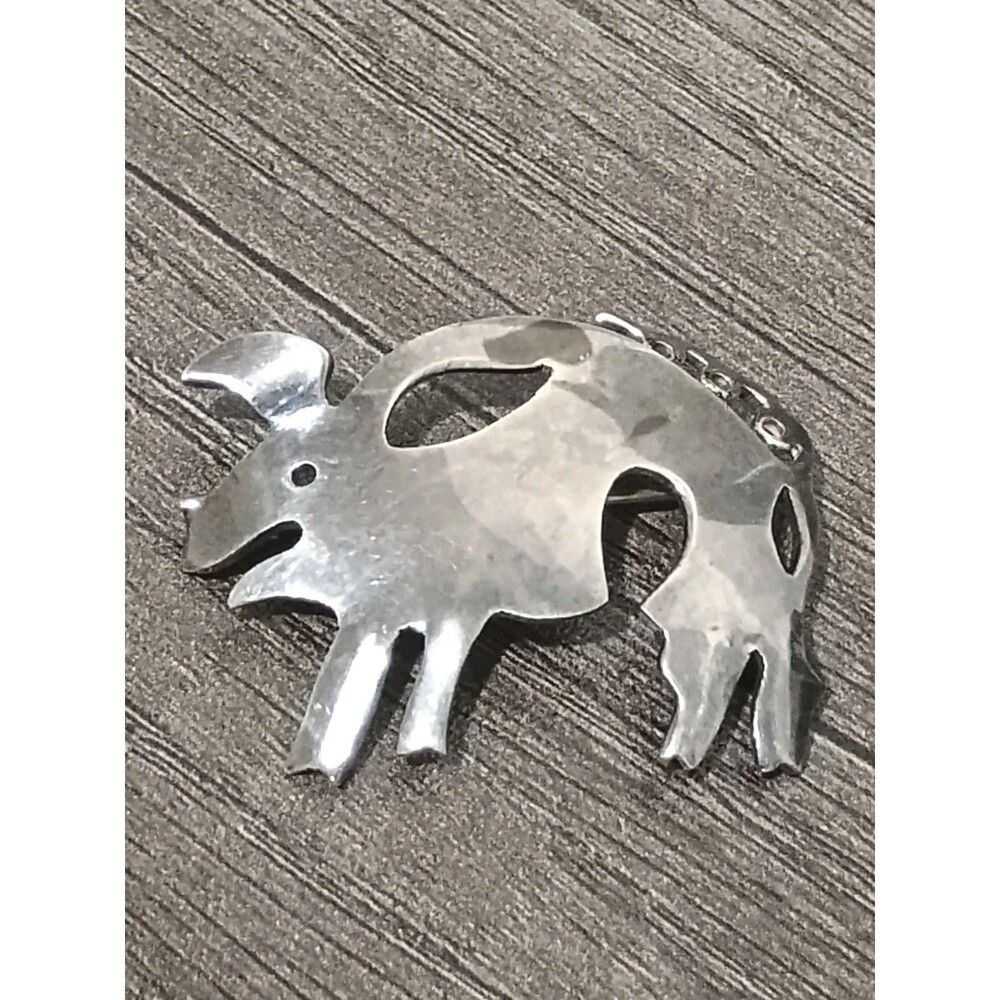 Taxco TV-67 Pig Hog Curly Tail Sterling Silver 925 Vintage Brooch